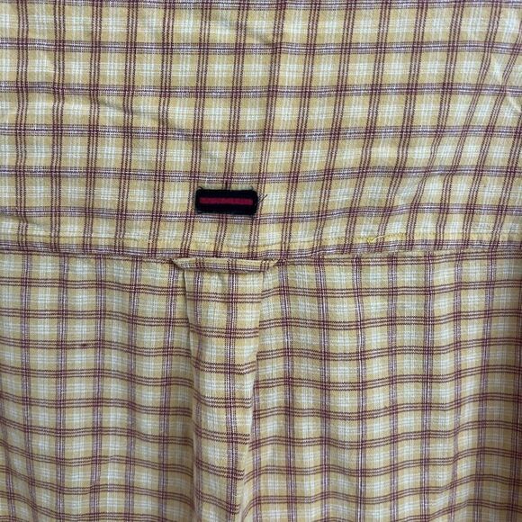 Fubu Shirt Mens 2XL Yellow Plaid Short Sleeve Button-Up Collared Tee Cotton Logo - Picture 8 of 8
